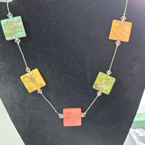 You & I silver tone colorful shell necklace - Picture 4 of 15